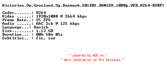NFO for the release Historien.Om.Gronland.Og.Danmark.S01E01.DANiSH.1080p.WEB.H264-KORPI by KORPI