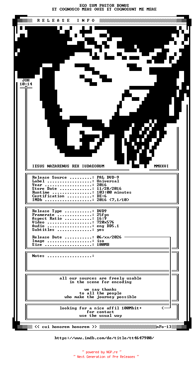 NFO for the release I.Am.Bolt.2016.GERMAN.SUBBED.DOKU.COMPLETE.PAL.DVD9-iNRi by iNRi