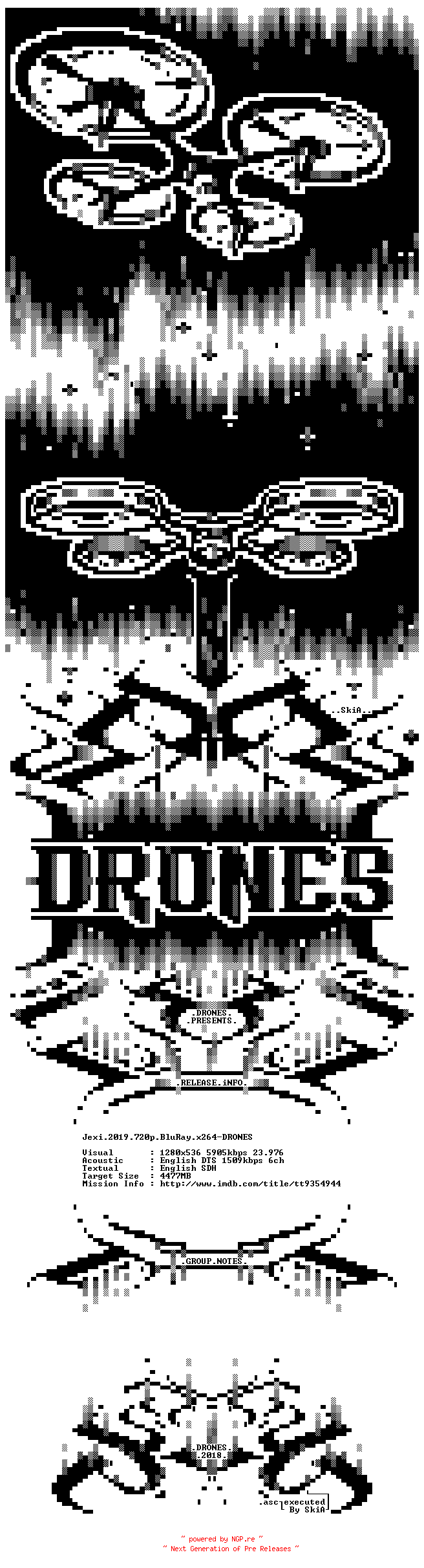 NFO for the release Jexi.2019.720p.BluRay.x264-DRONES by DRONES