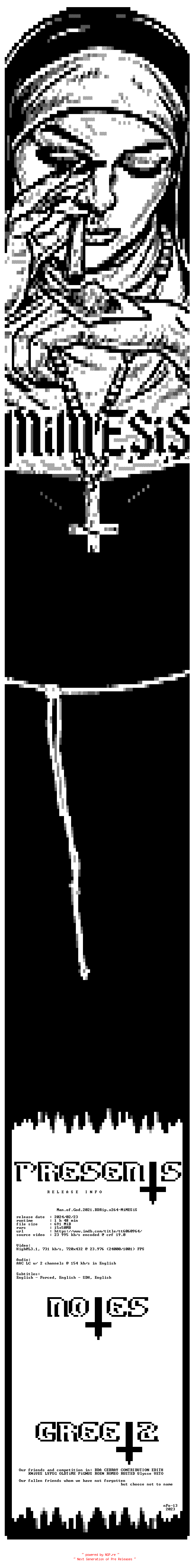 NFO for the release Man.of.God.2021.BDRip.x264-MiMESiS by MiMESiS