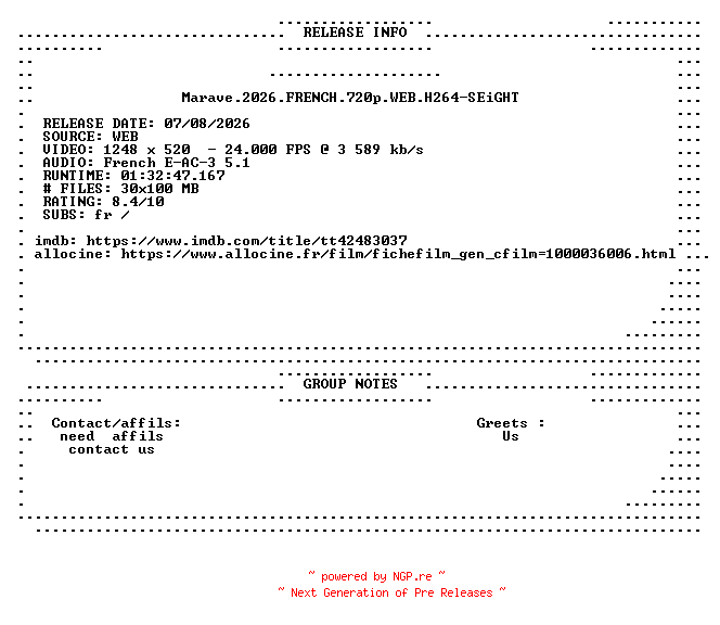 NFO for the release Marave.2026.FRENCH.720p.WEB.H264-SEiGHT by SEiGHT