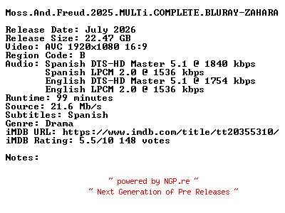 NFO for the release Moss.And.Freud.2025.MULTi.COMPLETE.BLURAY-ZAHARA by ZAHARA