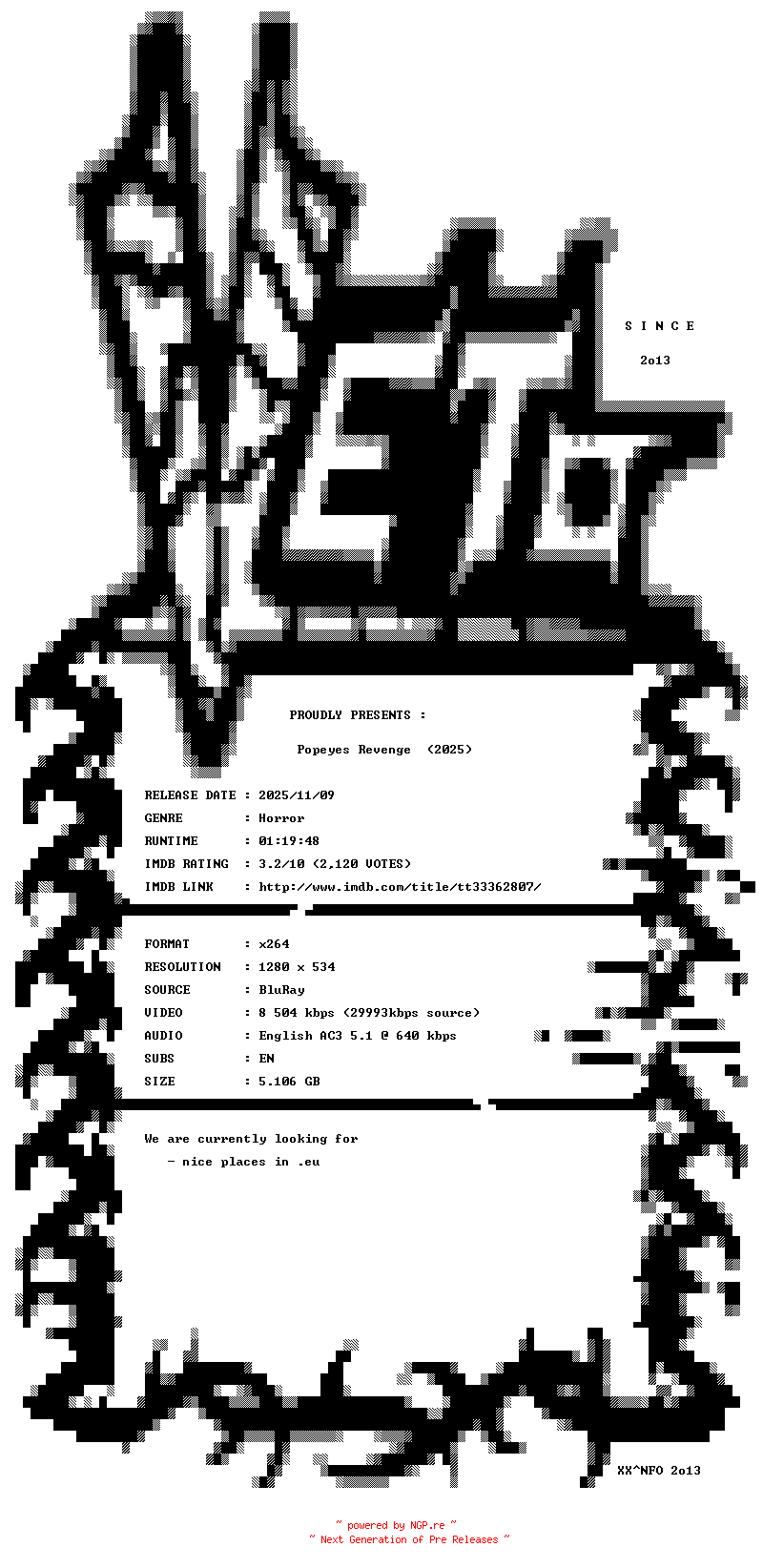 NFO for the release Popeyes.Revenge.2025.720p.BluRay.x264-VETO by VETO