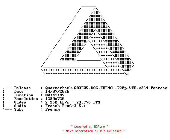 NFO for the release Quarterback.S03E05.DOC.FRENCH.720p.WEB.x264-Penrose by Penrose