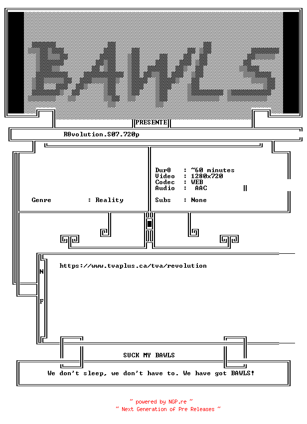 NFO for the release Revolution.S07E12.FiNAL.FRENCH.720p.WEB.x264-BAWLS by BAWLS