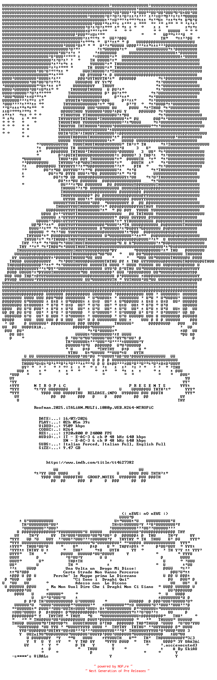 NFO for the release Roofman.2025.iTALiAN.MULTi.1080p.WEB.H264-NTROPiC by NTROPiC