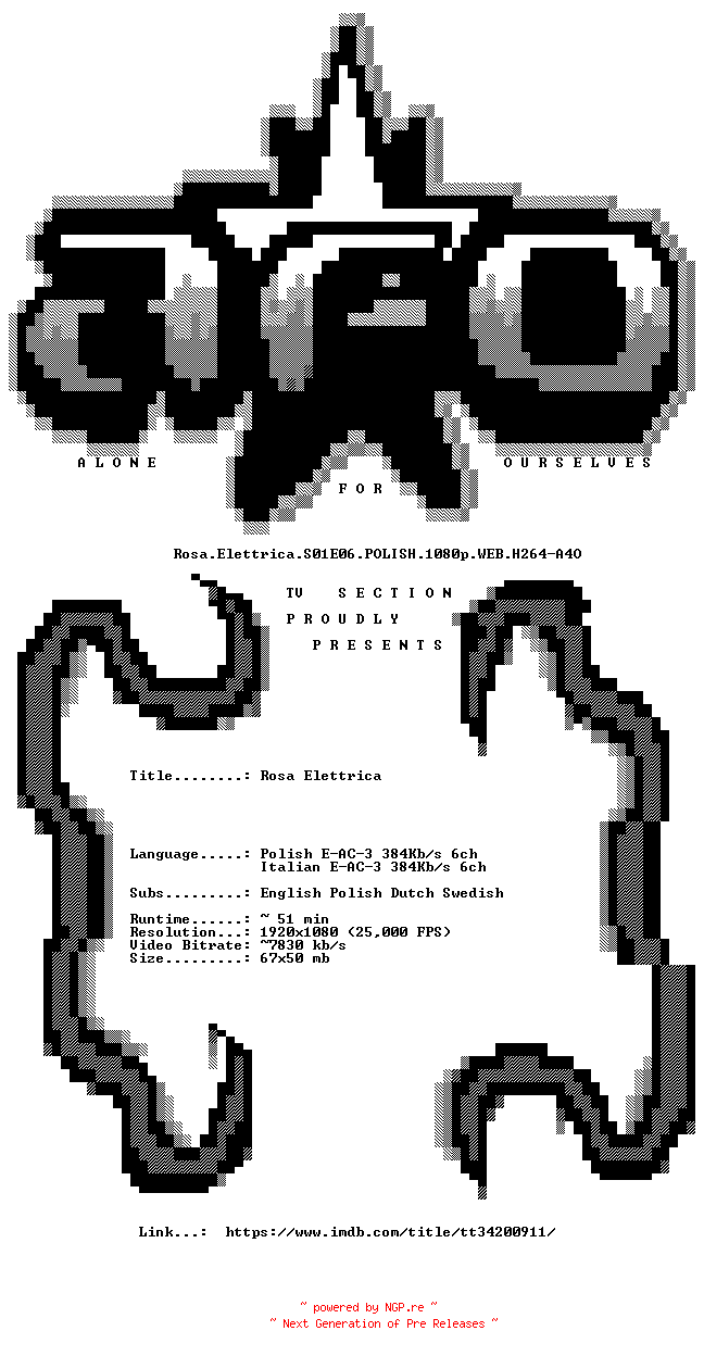 NFO for the release Rosa.Elettrica.S01E06.POLISH.1080p.WEB.H264-A4O by A4O