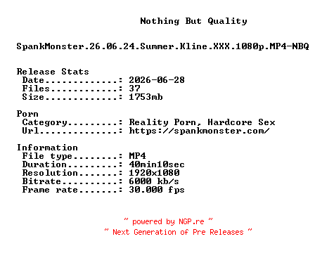 NFO for the release SpankMonster.26.06.24.Summer.Kline.XXX.1080p.MP4-NBQ by NBQ