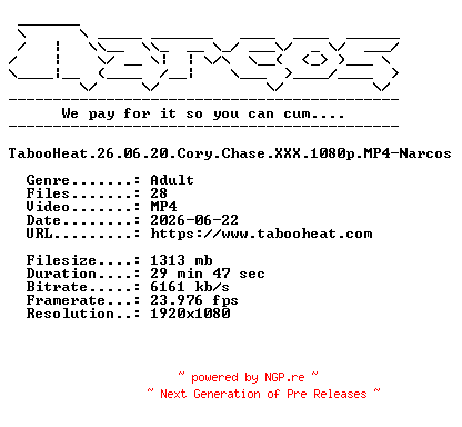 NFO for the release TabooHeat.26.06.20.Cory.Chase.XXX.1080p.MP4-Narcos by Narcos