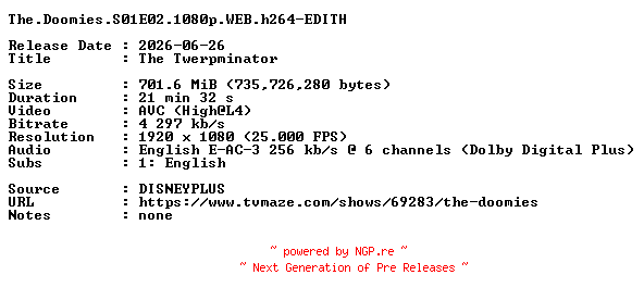 NFO for the release The.Doomies.S01E02.1080p.WEB.h264-EDITH by EDITH