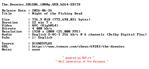 NFO for the release The.Doomies.S01E06.1080p.WEB.h264-EDITH by EDITH