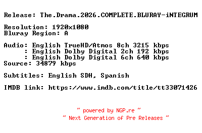 NFO for the release The.Drama.2026.COMPLETE.BLURAY-iNTEGRUM by iNTEGRUM
