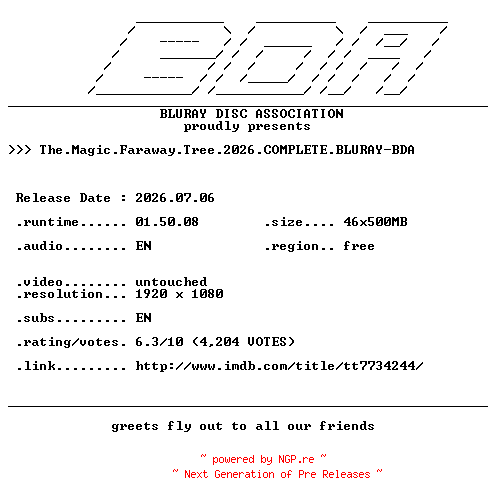 NFO for the release The.Magic.Faraway.Tree.2026.COMPLETE.BLURAY-BDA by BDA