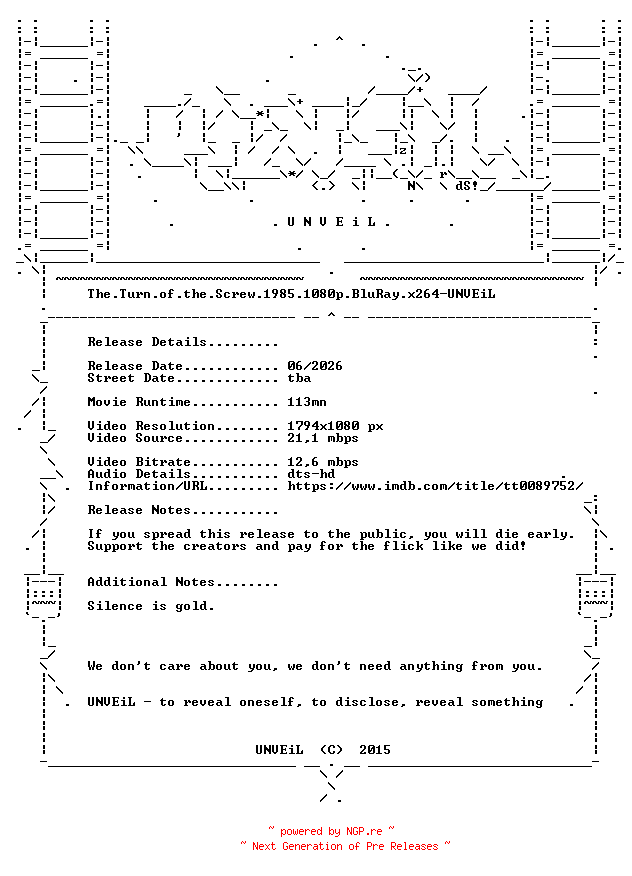 NFO for the release The.Turn.of.the.Screw.1985.1080p.BluRay.x264-UNVEiL by UNVEiL