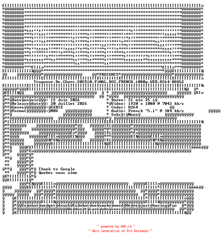NFO for the release Traqueur.De.Chars.S02E10.FiNAL.DOC.FRENCH.1080p.WEB.H264-BAWLS by BAWLS
