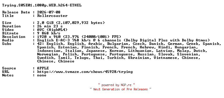 NFO for the release Trying.S05E01.1080p.WEB.h264-ETHEL by ETHEL