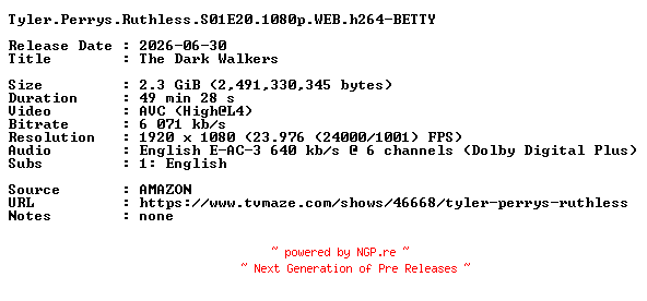 NFO for the release Tyler.Perrys.Ruthless.S01E20.1080p.WEB.h264-BETTY by BETTY