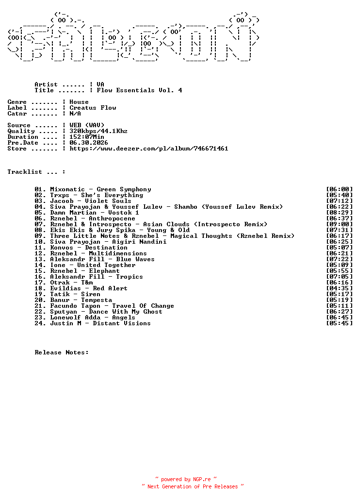 NFO for the release VA-Flow_Essentials_Vol._4-WEB-2025-FALCON by FALCON