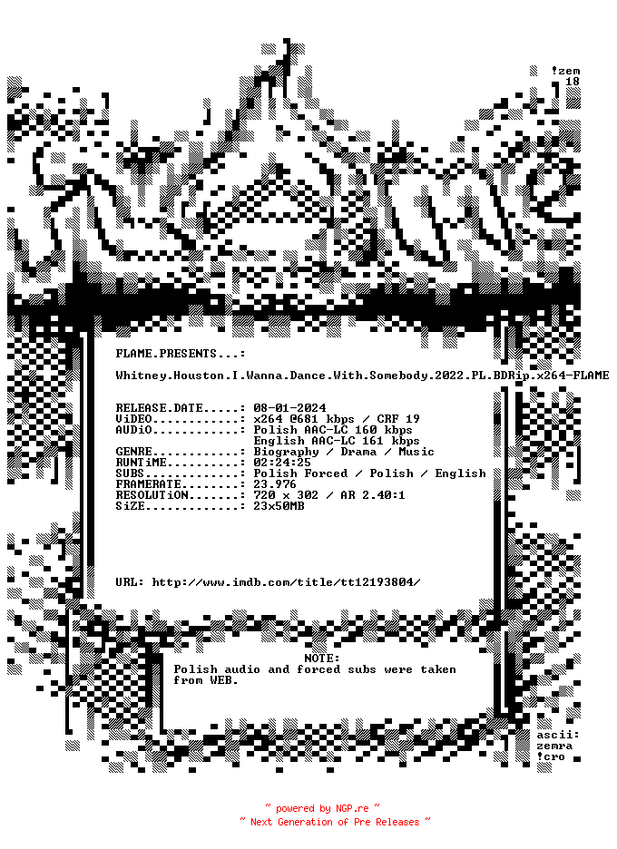 NFO for the release Whitney.Houston.I.Wanna.Dance.With.Somebody.2022.PL.BDRip.x264-FLAME by FLAME