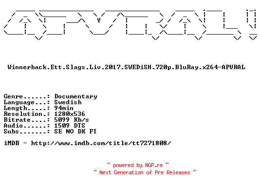 NFO for the release Winnerback.Ett.Slags.Liv.2017.SWEDiSH.720p.BluRay.x264-APVRAL by APVRAL
