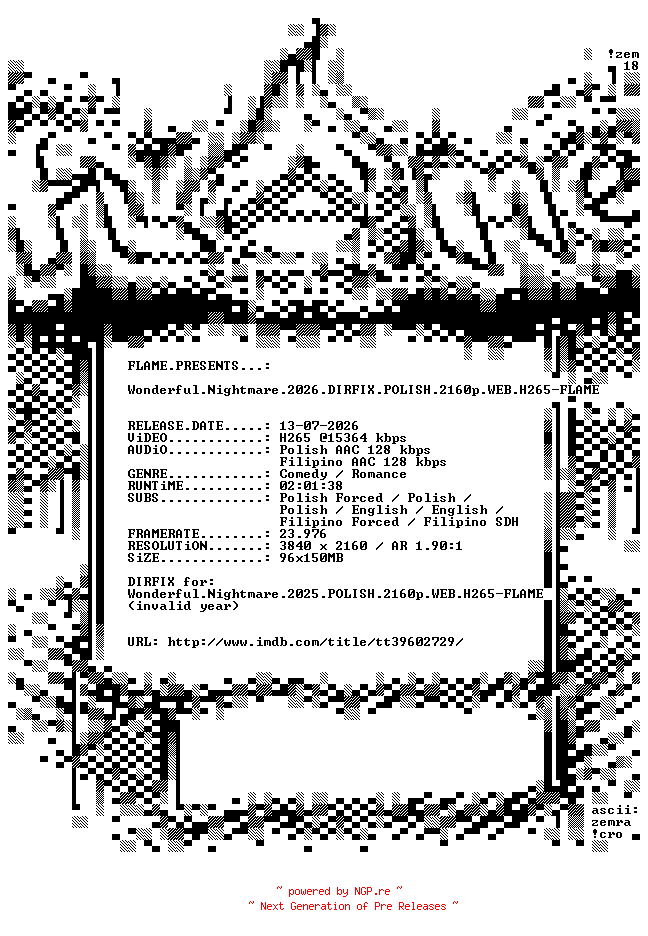NFO for the release Wonderful.Nightmare.2026.DIRFIX.POLISH.2160p.WEB.H265-FLAME by FLAME